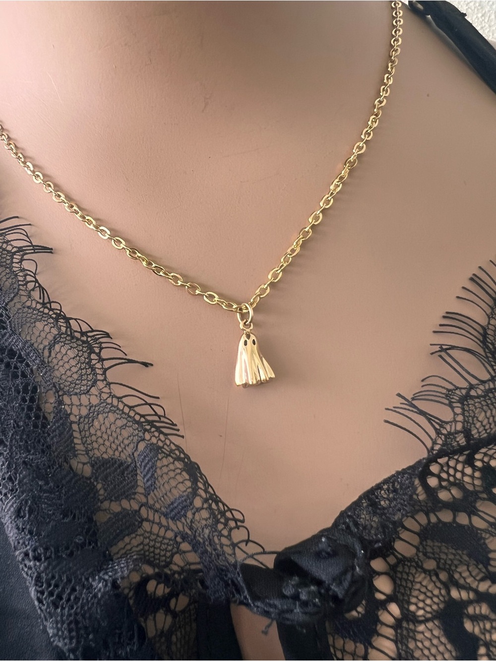 Bronze Gold Ghost Pendant Necklace